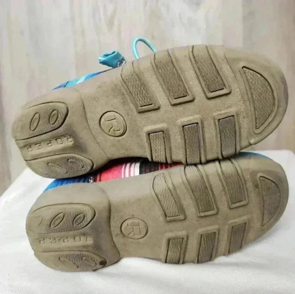 Roper Youth Blue Aztec 'CHILLIN SERAPE' SLIP-ON MOCCASINS SHOES Size 10 - Picture 3 of 8